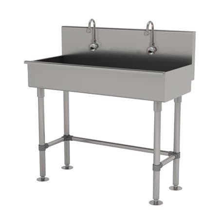 Advance Tabco 2 Stat 16 Ga. 304 SS ADA Floor Mt Square Corner Sink - Electric Faucet 19-FM-40EFADA